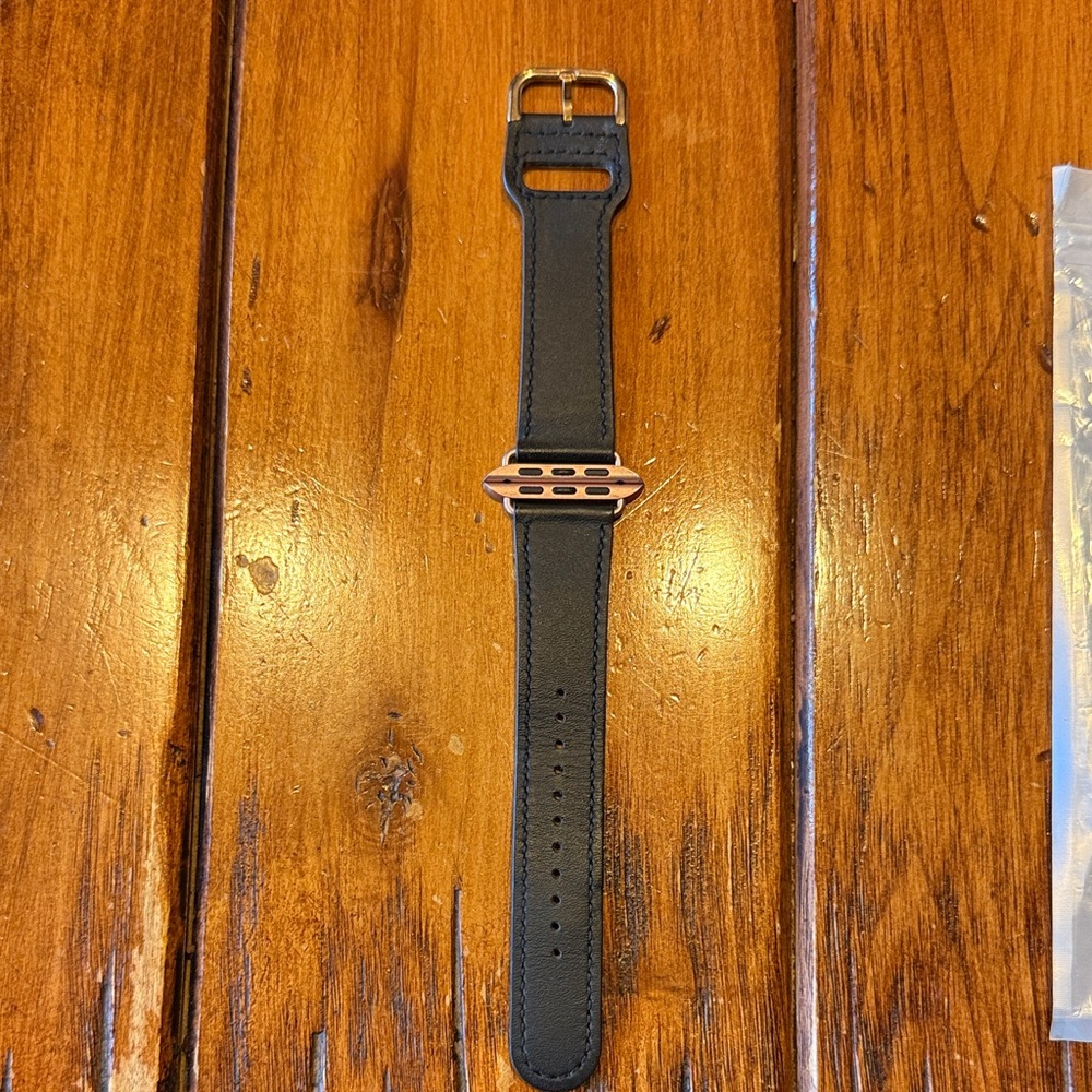 Navy BlueLeather IWatch Band with Rose Gold Adapter 42MM
